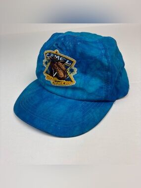 Camel Cigarettes Baseball Hat Smooth Character Blue Tie Dye Vintage Gold Medal